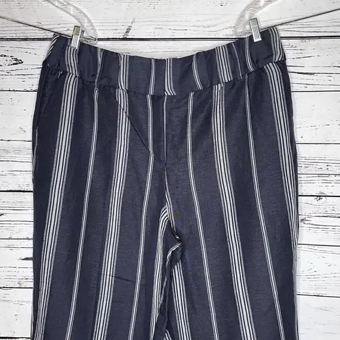 Lane Bryant  NWT 20 Blue Stripe Linen Blend High Rise Laney Wide Leg Crop Pants