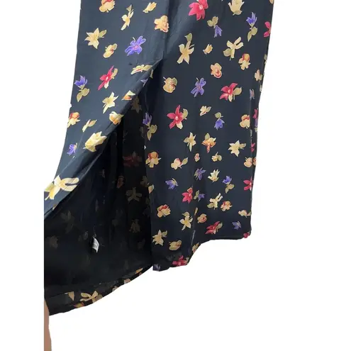 Sophisticates By Jonathan Martin Black Floral Print Silk Vintage Maxi Skirt S