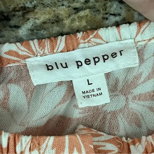 Bleu Pepper Orange Floral Milkmaid Cottegecore Mini Dress Beach Coastal Preppy L White Size L
