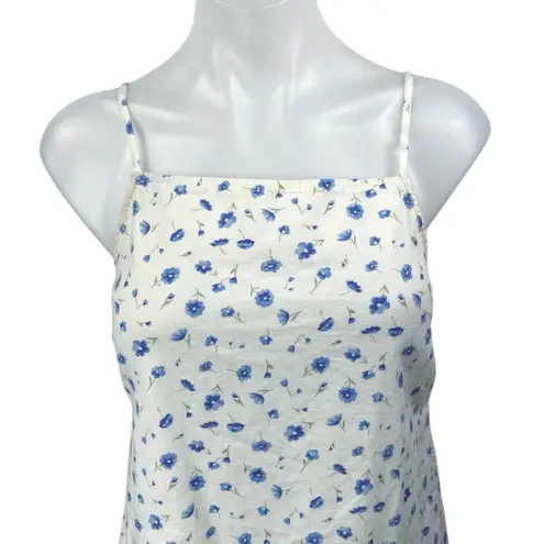 American Eagle White Linen Floral Sleeveless Cami Camisole Mini Tank Dress Sz M Size M