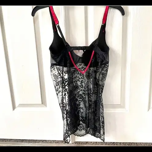 Victoria's Secret Victoria Secret black lace lingerie with red built in underwire bra