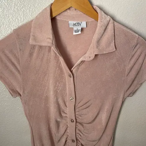 Vintage 90s Y2K grunge pink metallic button down collared dress M Size M