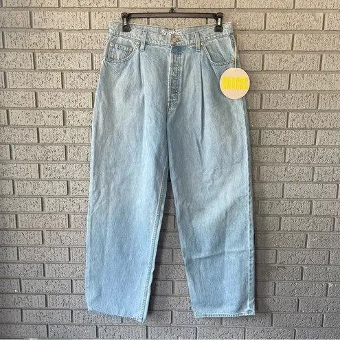 NWT Mother Snacks The Pleated Fun Dip Puddle Wide Leg Jeans Baggy Size 30 Blue