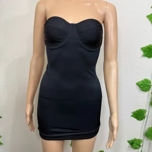 Elegant Vintage Black Strapless Bodycon Shapewear Dress Size undefined