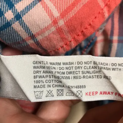 Fat Face Women’s Perfect Shirt Plaid Pink Blue White Button-Up Flannel Shirt