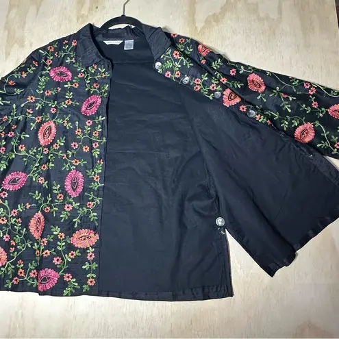 Laura Ashley Black and Pink Floral Blazer