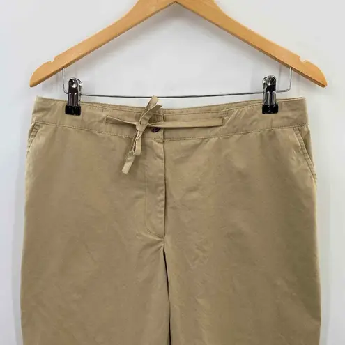 Orvis Pants Womens 10 Tan Khaki Cotton Polyester Blend Tie Waist Pockets