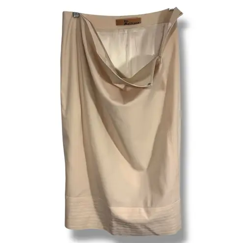 John Galliano Nude Beige Wool Silk Formal Skirt Tan Size 6
