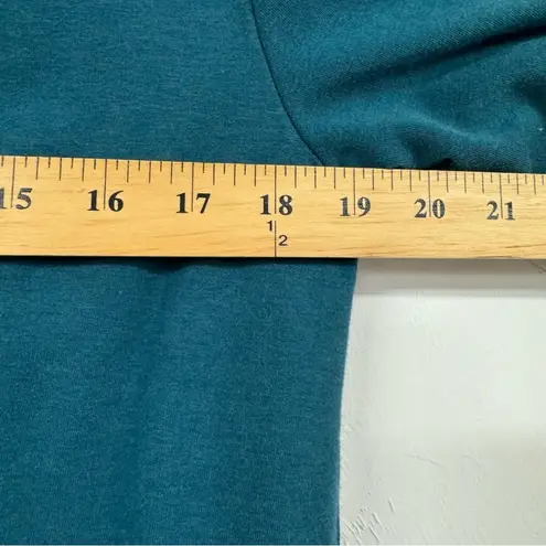 Soft Surroundings Teal Blue Snap Henley Tunic Top Long Sleeve Sweater Womens M
