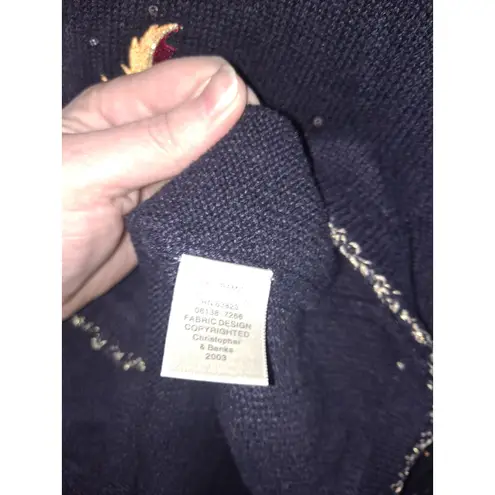 Christopher & Banks Christopher & Banks Black with Colorful Leaves Cardigan Size M