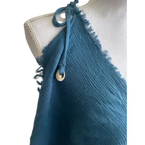 Elan Boutique Women Maxi Viscose Dress M Teal Boho Chic Gauzy Beach Resort Cruisewear