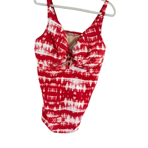 Cacique Red and White One Piece Swimsuit Women's