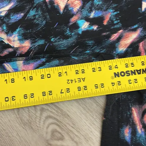 Tuff Athletics Black with Colorful Leaf Print Stretchy Cropped Leggings Size S