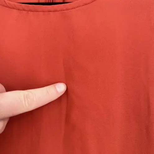 Stella & Dot Women's Crew Neck Back Zip Peplum Ruffle Blouse Orange Size Medium