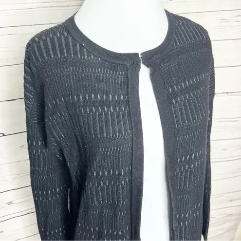 Elie Tahari Ellie Tahari Black Textured Knit Long Cardigan Sweater Size XS