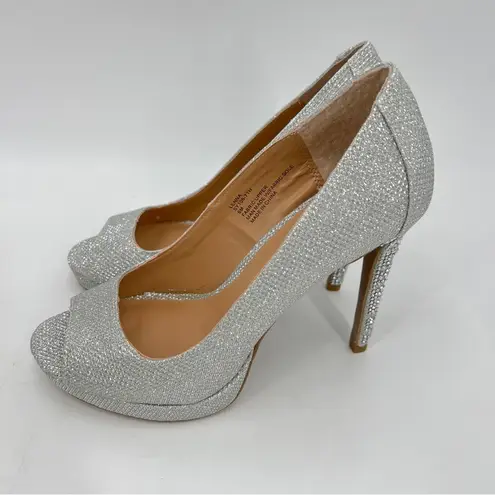 Thalia Sodi Women's Lenna Beaded-Heel Pumps in Silver Size 6M MSRP $60