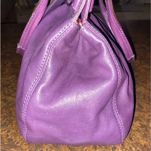 Coach Leather Garnet Turnlock Purse Tote Bag in Purple