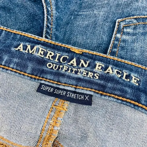 American Eagle  6 Super Super Stretch X Midi Destroyed Faux Patches Jean Shorts