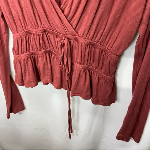 Good Luck Gem Rust/Rose Colored Long Sleeve Blouse