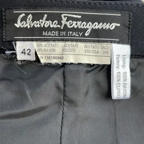 Salvatore Ferragamo Salvatorre Ferragamo black pencil straight skirt with shoe button size …