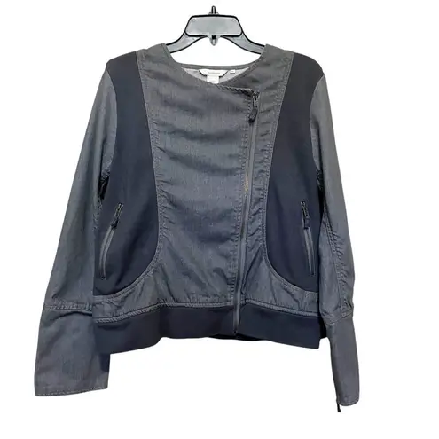 Sundance Women’s Size 14 Gray Denim Moto Jacket Asymmetrical Zip Stretch