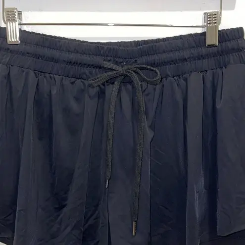 Trendy Womens Drawstring Elastic Waist Flowy Athletic Shorts Black Size XL