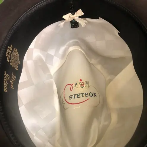 Royal John B Stetson Casino Gambler Panama Fedora Felt Wool Hat Cap Boater Vintage Sz 7 1/4 Brown Striped