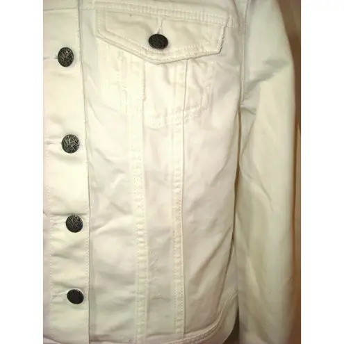 prAna New NWT Dree Womens XL White Denim Jean Jacket Pockets Cool Organic Cotton