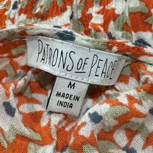 Patrons of Peace Orange Floral Off the Shoulder Ruffle Dress Women’s Medium
