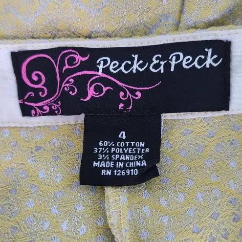 Peck & Peck Yellow Dress Pants with Metallic Accents Size 4 Yellow Slim Leg Pant