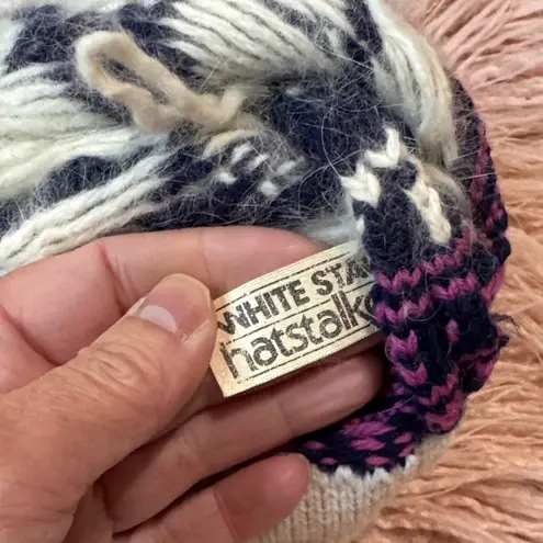 White Stag LAST CALL! SALE CLEARANCE Vintage Navy and Pink Knit Hat with Cream P