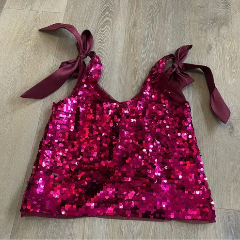 Maeve  - Anthropologie Sequin and Satin Bow Tank Top