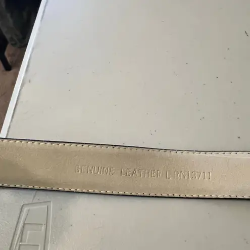 Amanda Smith Vintage 90s Blue Genuine Leather Golden Buckle Belt Size Large