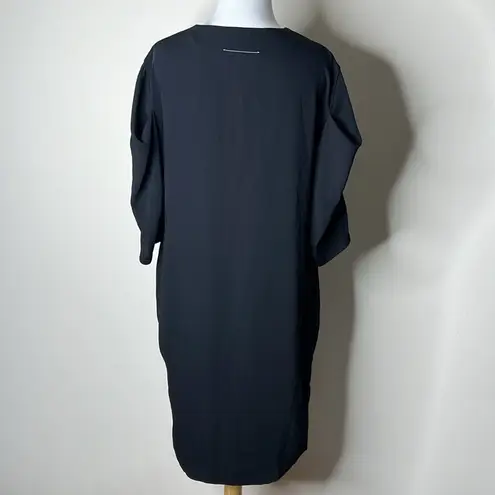 MM6 Maison Margiela Black Pucker 3/4 Sleeve Midi Dress Size 2