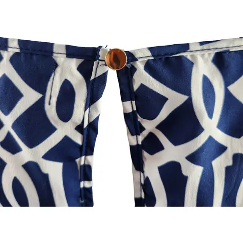 Mud Pie Womens M (8-10) Navy Blue White Shift Dress Nautical Gold Hardware Zip-Up