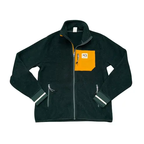 Kari Traa Women Forest Green Fleece Jacket Sherpa Zip Pocket Logo Size M Size M