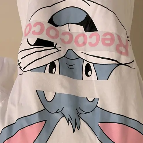 Bugs Bunny Print Crew Neck Tunic Dress with Short Sleeves White