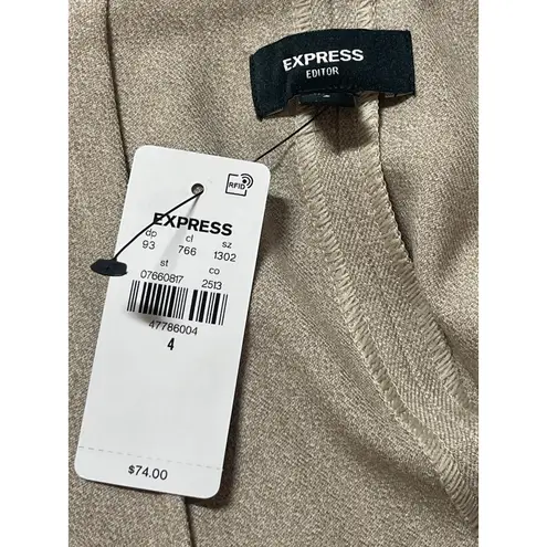 EXPRESS NEW  Beige High Waisted Zip Slit Pencil Mini Skirt Short Skort Size 4 - Image 4