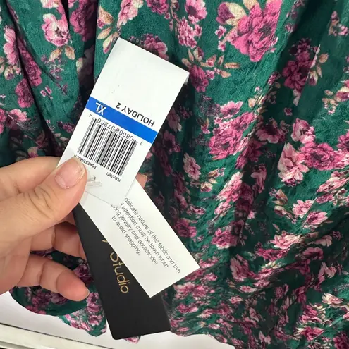 City Studio XL Green Floral Bow Mini Dress Cottagecore Romantic Boho Coquette Size undefined