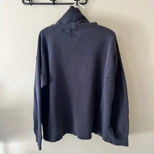 J.Crew  Vintage Cotton Terry Turtleneck Shirt Womens L Large Black Top