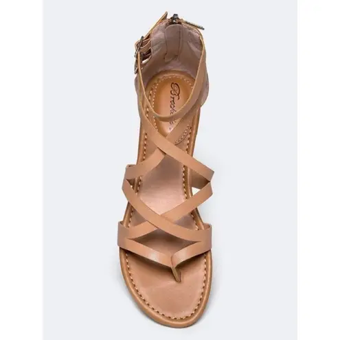 breckelle's Sandals Shine Gladiator Cream Brown Criss-Cross Shoe Size 9