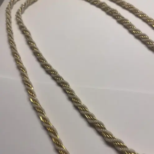 Trifari Lot / Set Of 2 Signed Costume Necklace - Gold Tone / White Bead Beaded