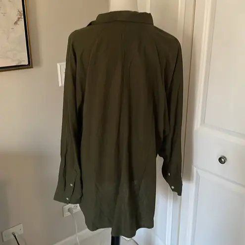 Aritzia Pretty  Wilfred Free Army Green Long Sleeve Button Up Shirt
