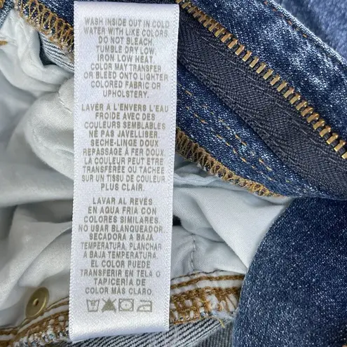 frame denim  SZ 24 Bixby Le Tour Jean Shorts Mid-Rise Stretch Frayed Hems Blue