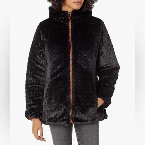 INTL REVERSIBLE Jacket With Hood and Front Zip Brown Size undefined