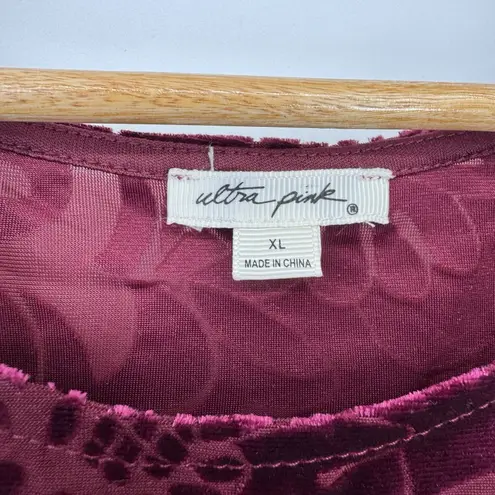 Ultra Pink Fairy Top Womens XL Purple Velvet Flare Sleeve Hippie Boho Whimsigoth