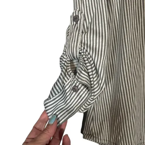 Eden & Olivia Black & White Striped Long Sleeves Button Up Shirt Women Sz S