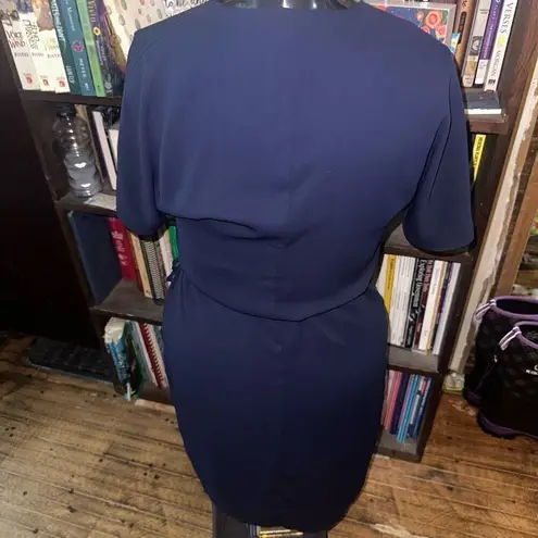 Babaton Aritzia Wallace navy chiffon flowy wrap mini dress