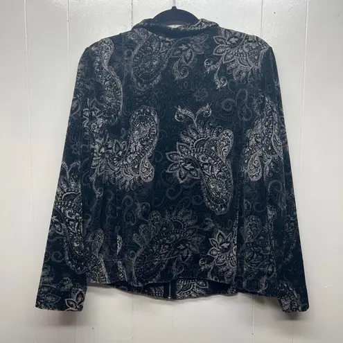 Charter Club Jacket Womens 1X Terry Cloth Paisley Full Zip Soft Stretch Travel