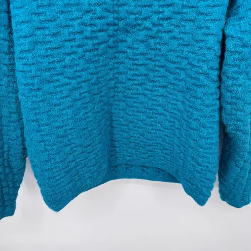 Peruvian Connection Handmade Sweater Womens L Blue Alpaca Basketweave Knit VTG